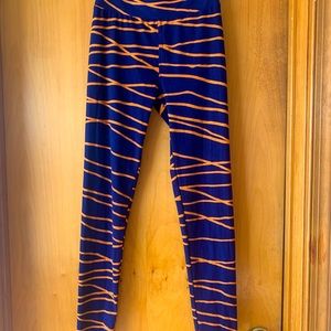 LuLaRoe Leggings Women’s OS One Size Colorful Yoga Pants Navy Orange